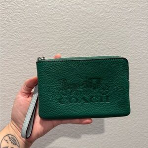 Coach Forest Green Leather Wristlet